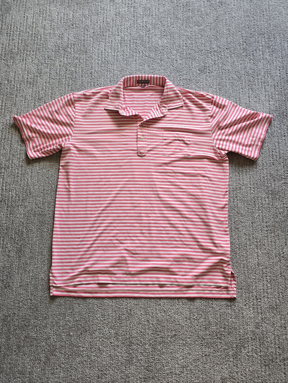 Peter Millar Pink Striped Summer Comfort Polo T Shirt